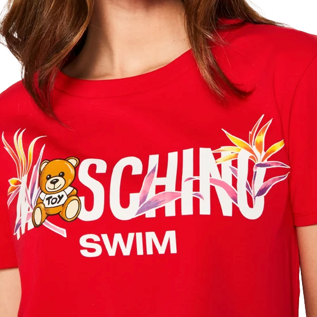 Camiseta Roja Logo Moschino Swim