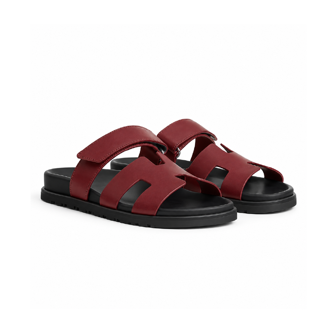 Sandalias Hermes Chypre Negra- Vino tinto