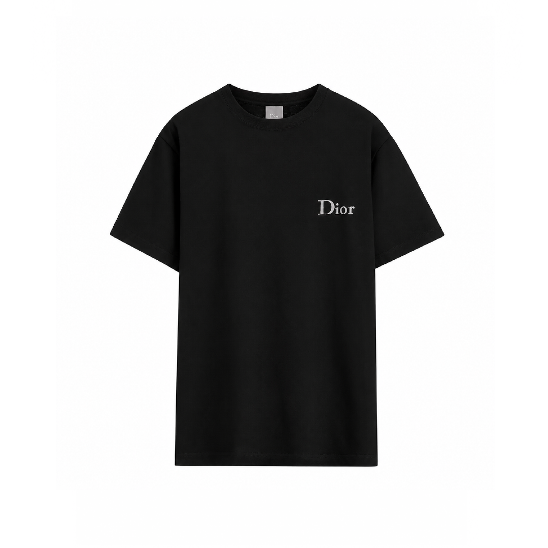 Camiseta con bordado Dior, corte relajado Negra Logo blanco