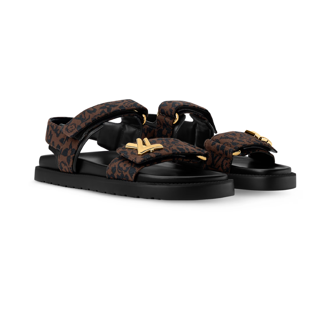 Sandalias Louis Vuitton Sunset Comfort Negras- Animal Print
