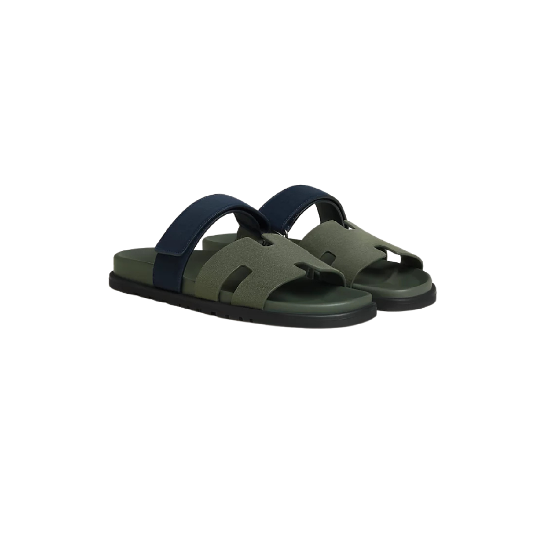 Sandalias Hermes Chypre Verde-Azul Gamuza