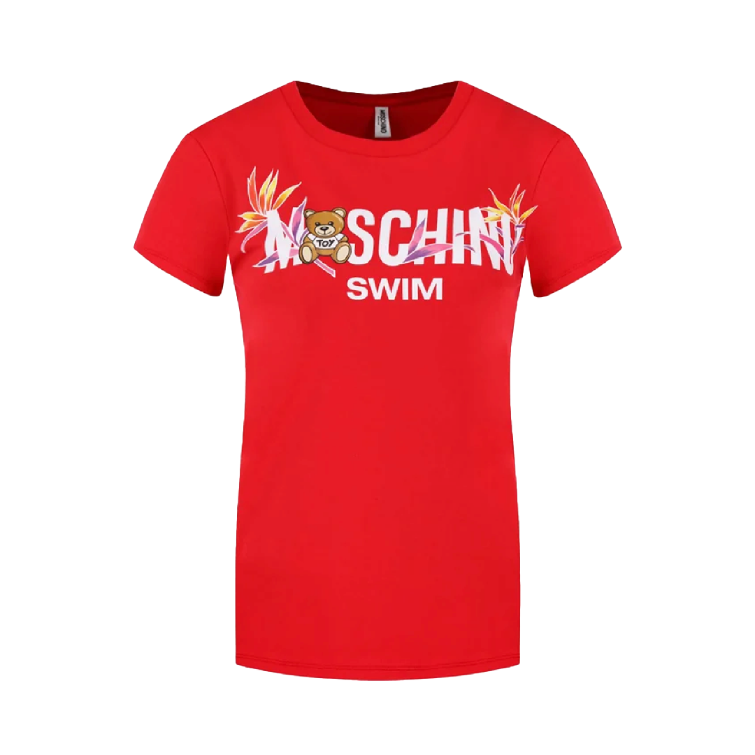 Camiseta Roja Logo Moschino Swim
