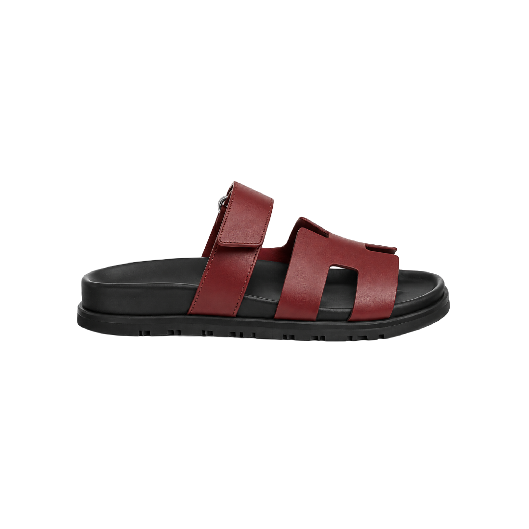 Sandalias Hermes Chypre Negra- Vino tinto