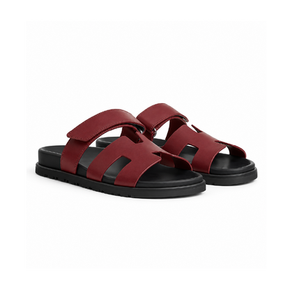 Sandalias Hermes Chypre Negra- Vino tinto
