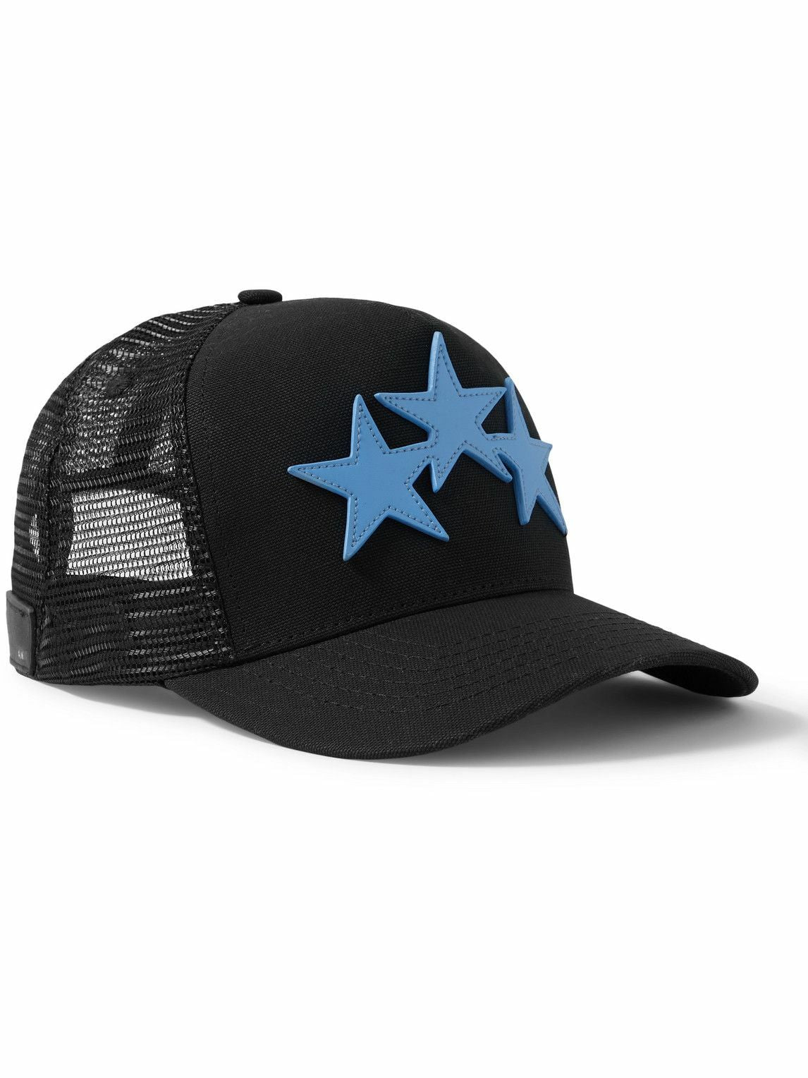 Gorra Amiri Three Star Trucker Hat in Black & Carolina Blue