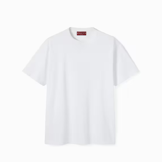 Camiseta Gucci de punto de algodón con bordado Blanca