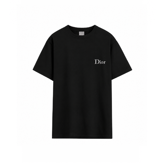 Camiseta con bordado Dior, corte relajado Negra Logo blanco