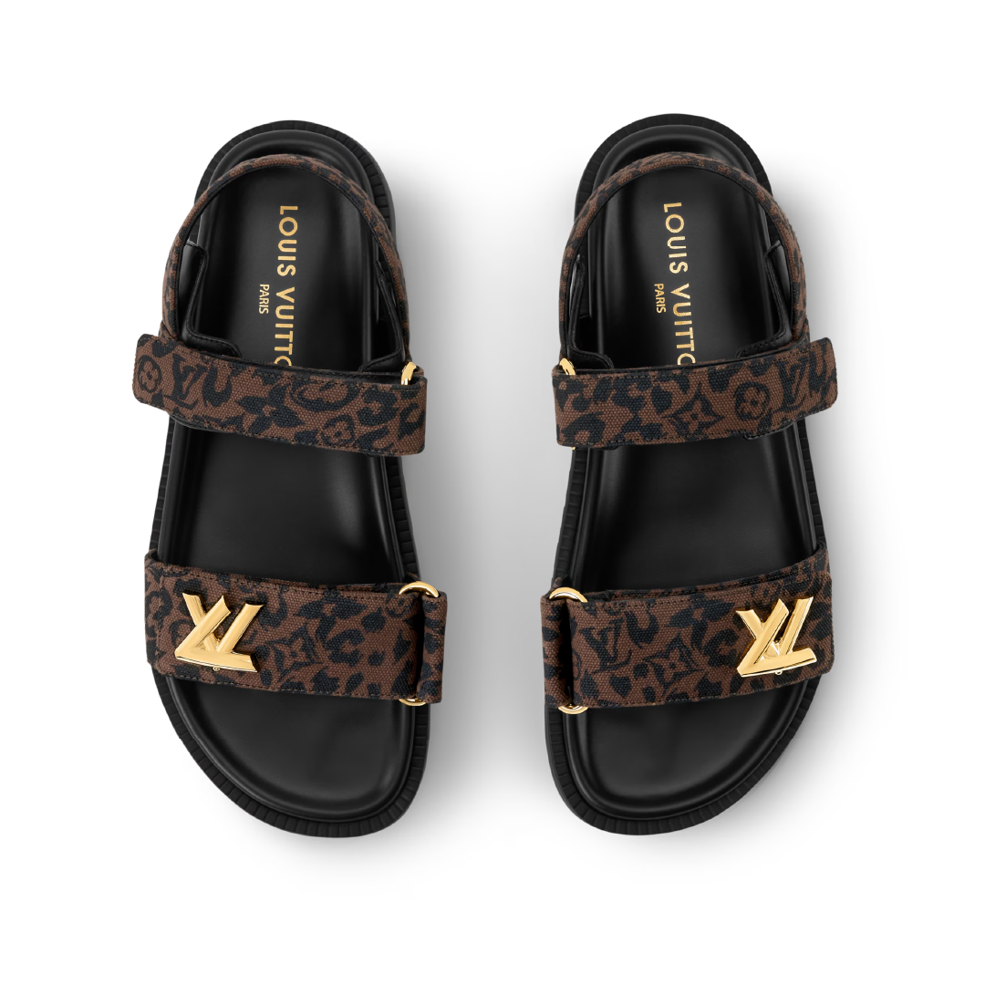 Sandalias Louis Vuitton Sunset Comfort Negras- Animal Print