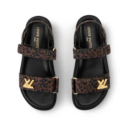 Sandalias Louis Vuitton Sunset Comfort Negras- Animal Print