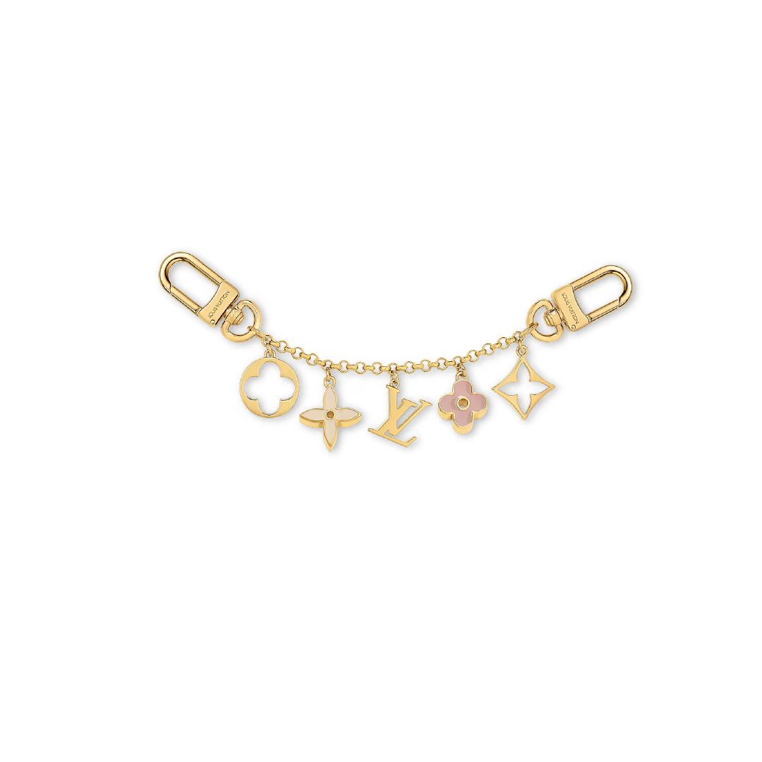 Colgante para bolso Fleur de Monogram Chain Flor Rosada