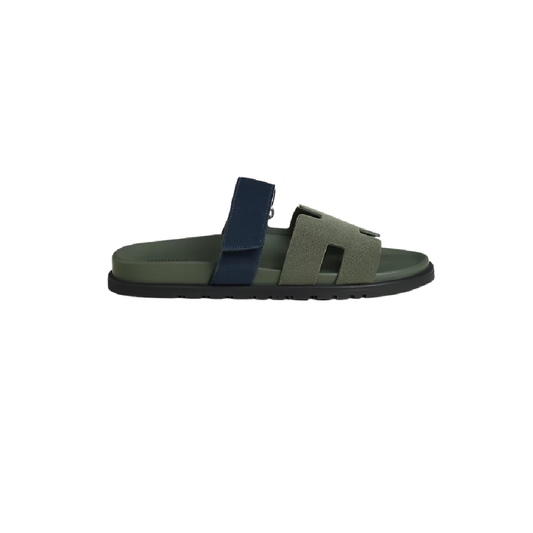 Sandalias Hermes Chypre Verde-Azul Gamuza